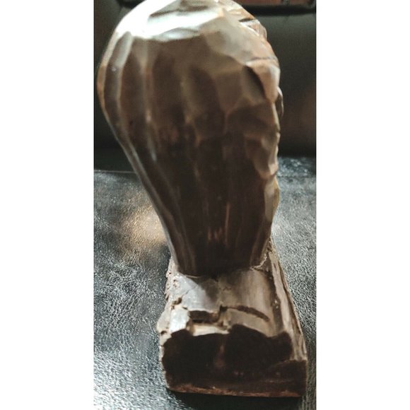 Vtg Rustic Couple of Art Owls On A Log By Yincent Hand Painted Plaster Metallic - Picture 5 of 9